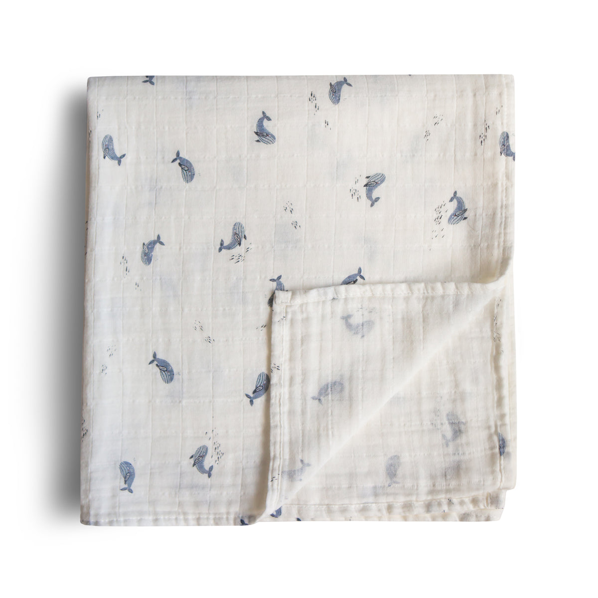 Mushie Organic Cotton Muslin Swaddle Blanket | Whales