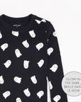 Ghosts Glow in the Dark Print on Black PJ Set
