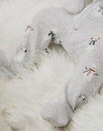 Snowman Print on Light Heather Grey Sleeper