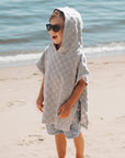Faded Blue Checkerboard Beach Poncho